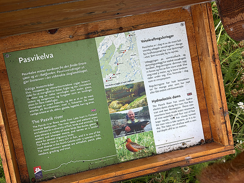 The Pasvikelva interpretation panel inside its wooden box